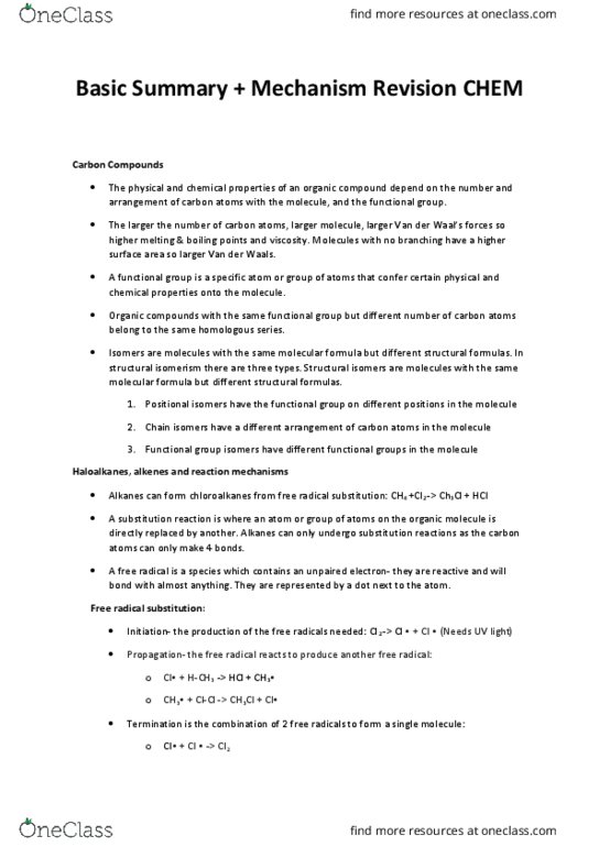 CHEM 1007 Lecture Notes - Lecture 1: Propene, Electronegativity, Bromine thumbnail