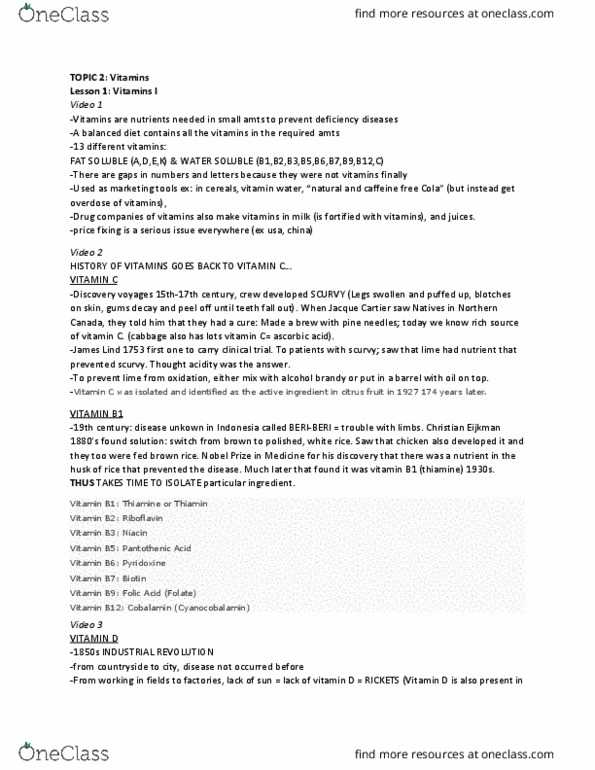 CHEM 181 Lecture Notes - Lecture 2: Unus The Untouchable, Retina, Multivitamin thumbnail