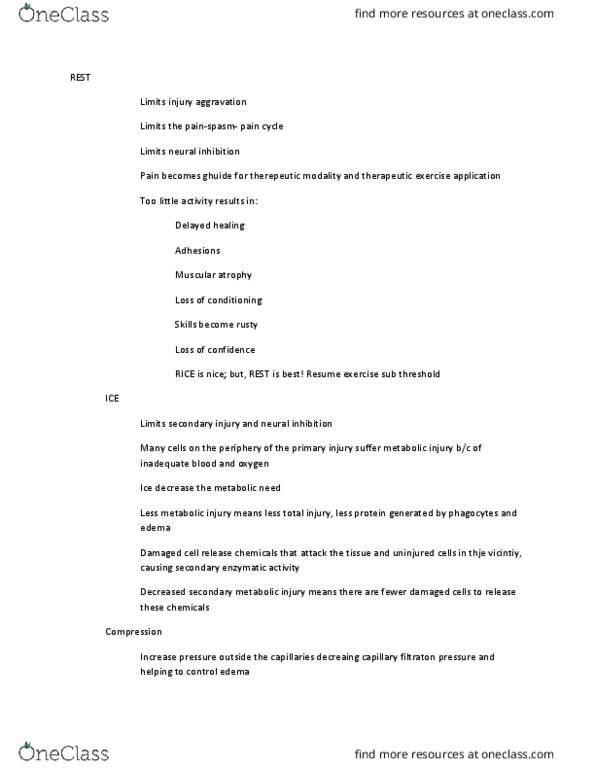 EHS 240 Lecture Notes - Lecture 15: Muscle Atrophy, Primary And Secondary Brain Injury thumbnail