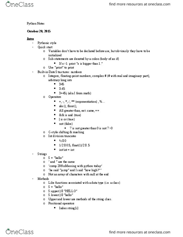 COMP 206 Lecture Notes - Lecture 10: Concatenation, Bounds Checking, In C thumbnail