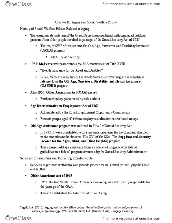 SW 307 Chapter Notes - Chapter 10: Cengage Learning, Sandwich Generation, Civil Rights Act Of 1964 thumbnail