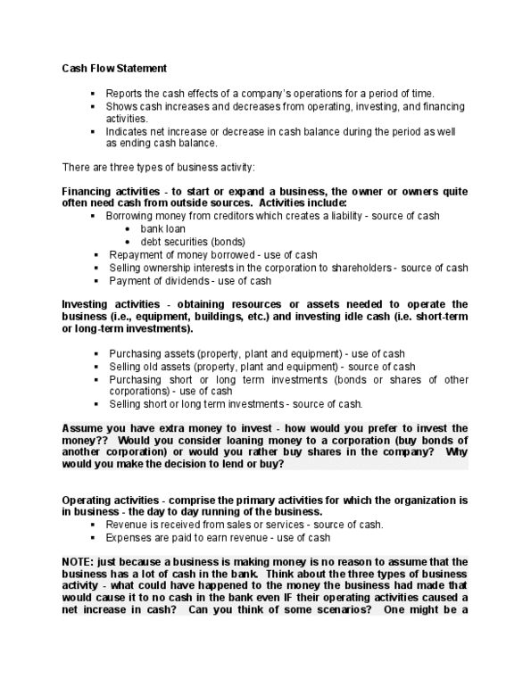 ACC 100 Chapter Notes - Chapter 2: Income Statement, Making Money, Cash Flow Statement thumbnail