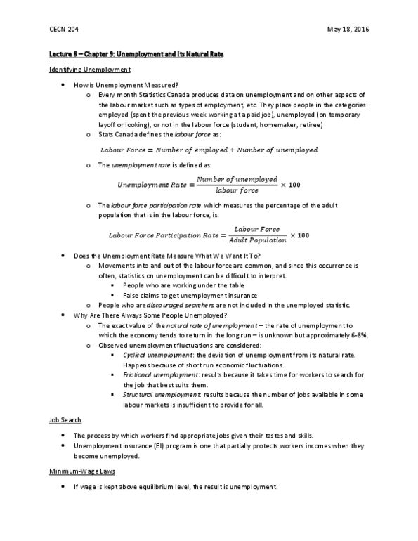 ECN 204 Chapter Notes - Chapter 9: Unemployment Benefits, Ob River, Structural Unemployment thumbnail