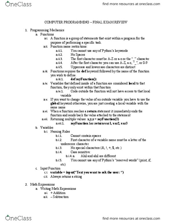 CSCI-UA 101 Lecture Notes - Lecture 99: Computer Program, Decimal Mark, Boolean Expression thumbnail