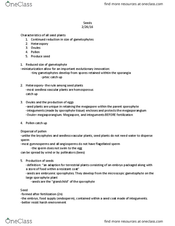 BIOL 211 Lecture Notes - Lecture 15: Sporangium, Megaspore, Sporophyte thumbnail