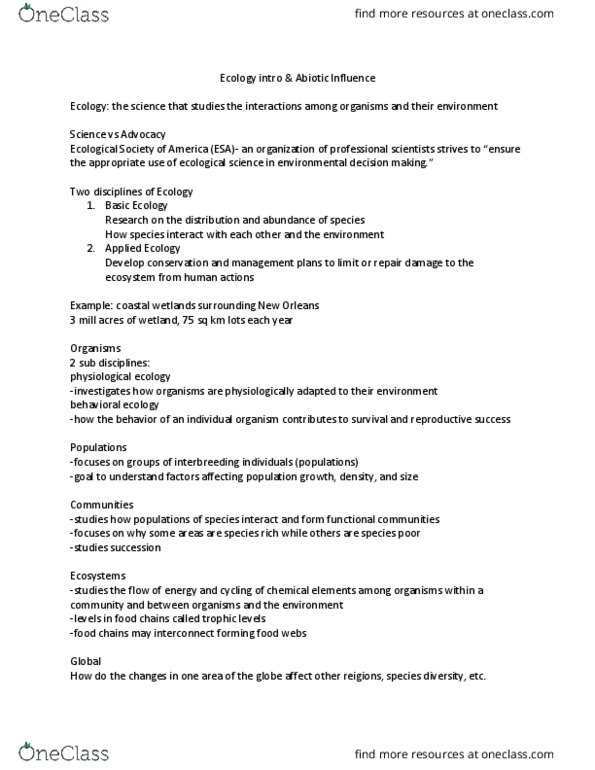 BIOL 211 Lecture Notes - Lecture 22: Ecophysiology, Behavioral Ecology, Monarch Butterfly thumbnail