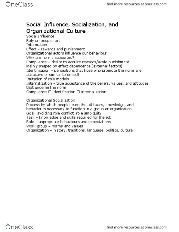 COMMERCE 1BA3 Lecture Notes - Lecture 7: Organizational Culture, Subculture thumbnail