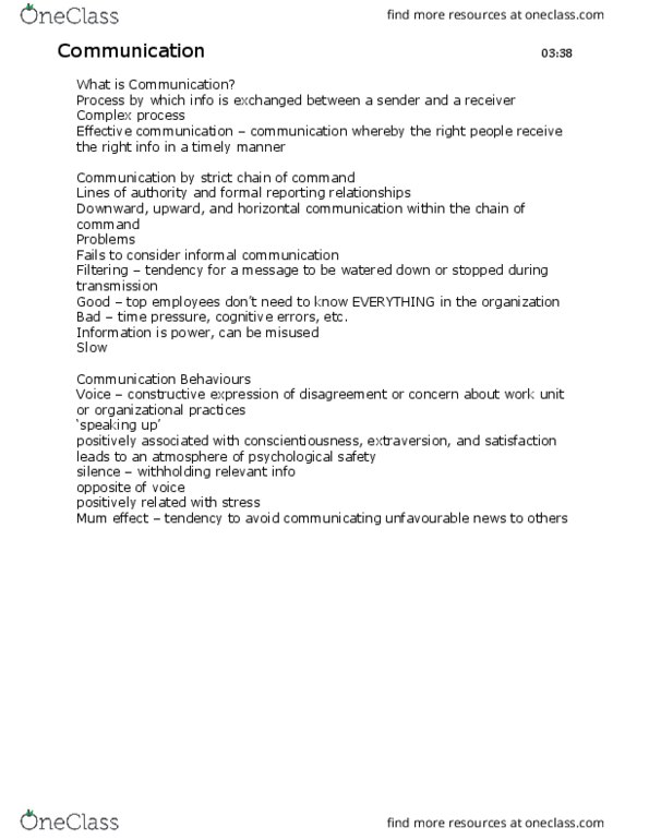 COMMERCE 1BA3 Lecture Notes - Lecture 8: Work Unit, Extraversion And Introversion, Body Language thumbnail