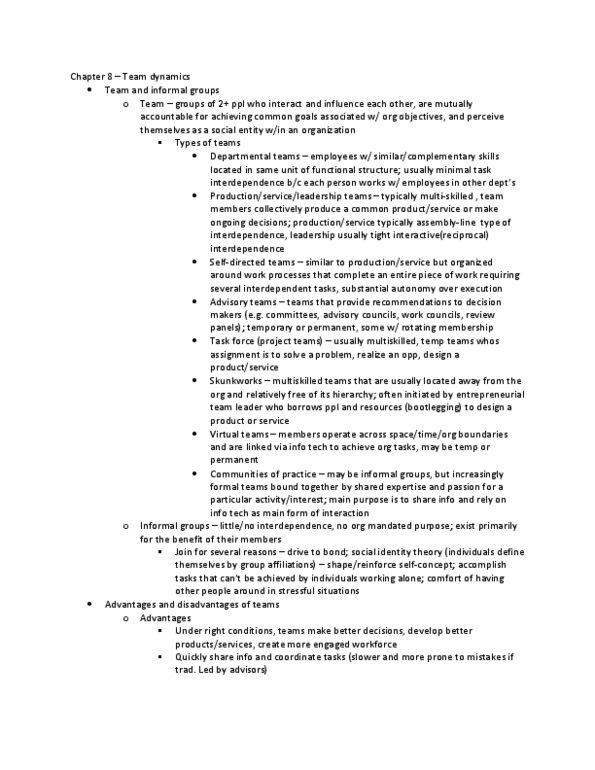 BUS 272 Chapter Notes - Chapter 8: Divergent Thinking, Nominal Group Technique, Mental Model thumbnail