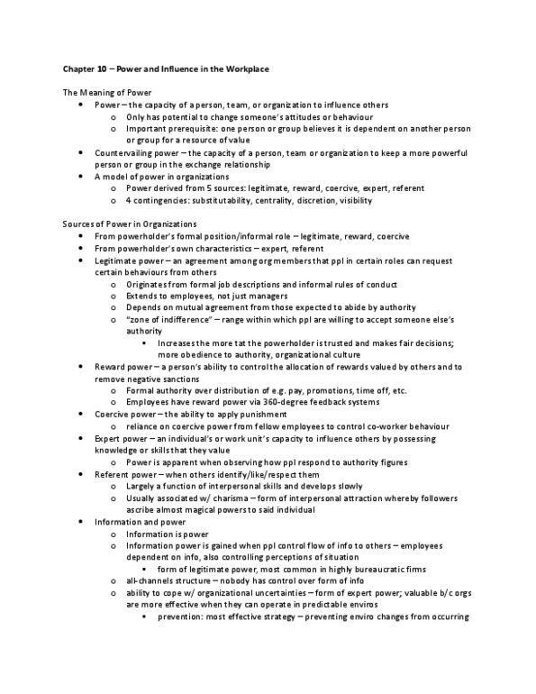 BUS 272 Chapter Notes - Chapter 10: Guanxi, Ingratiation, Policy thumbnail