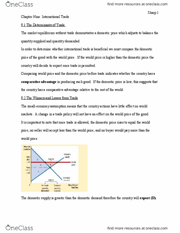 ECO 1102 Chapter Notes - Chapter 9: Comparative Advantage, Economic Surplus, Import Quota thumbnail