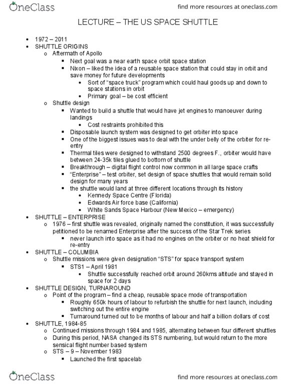 Geography 2090A/B Lecture Notes - Lecture 6: Group Action, Spaceflight, Space Shuttle Columbia Disaster thumbnail