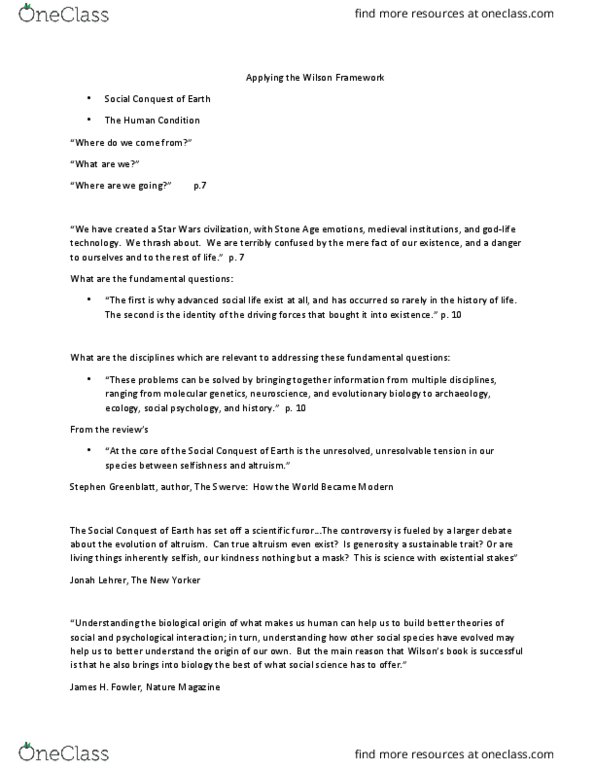 SOCECOL E8 Lecture Notes - Lecture 15: Jonah Lehrer, Stephen Greenblatt, Molecular Genetics thumbnail