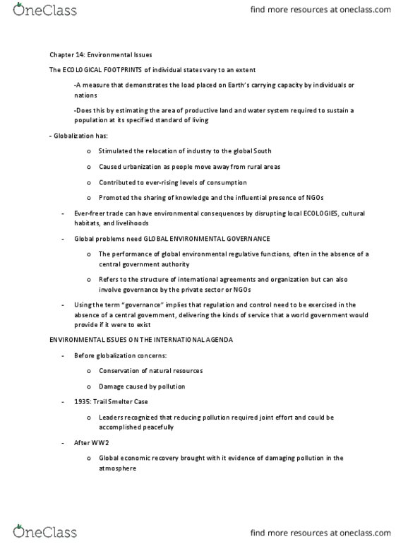 CRM/LAW C7 Chapter Notes - Chapter 14: Global Governance, Montreal Protocol, Consumerism thumbnail