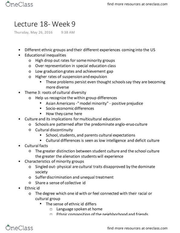 EDUC 124 Lecture Notes - Lecture 18: Model Minority, Asian Americans, Minority Group thumbnail