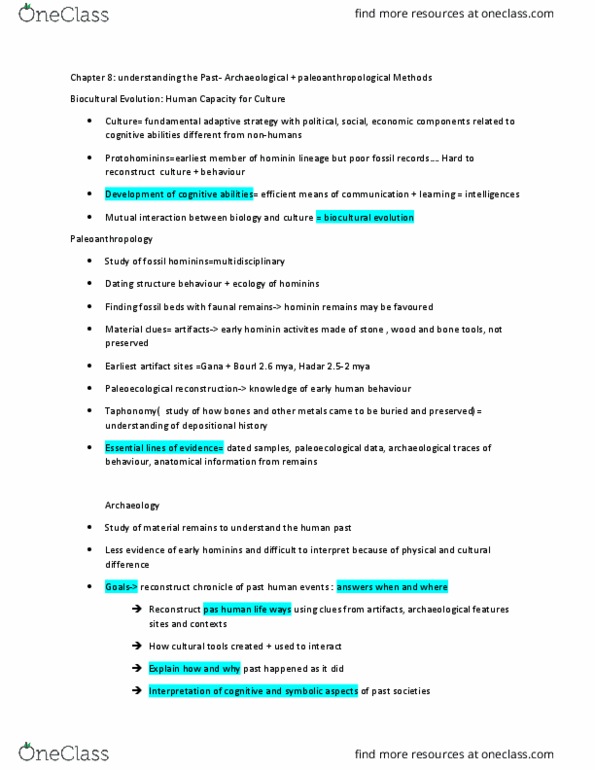 ANT101H5 Chapter Notes - Chapter 8: Dual Inheritance Theory, Paleoanthropology, Relative Dating thumbnail