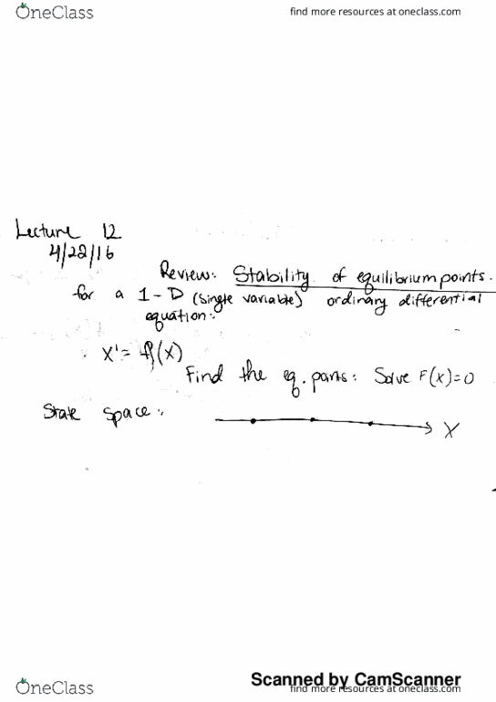 LIFESCI 30B Lecture Notes - Lecture 12: Equilibrium Point thumbnail