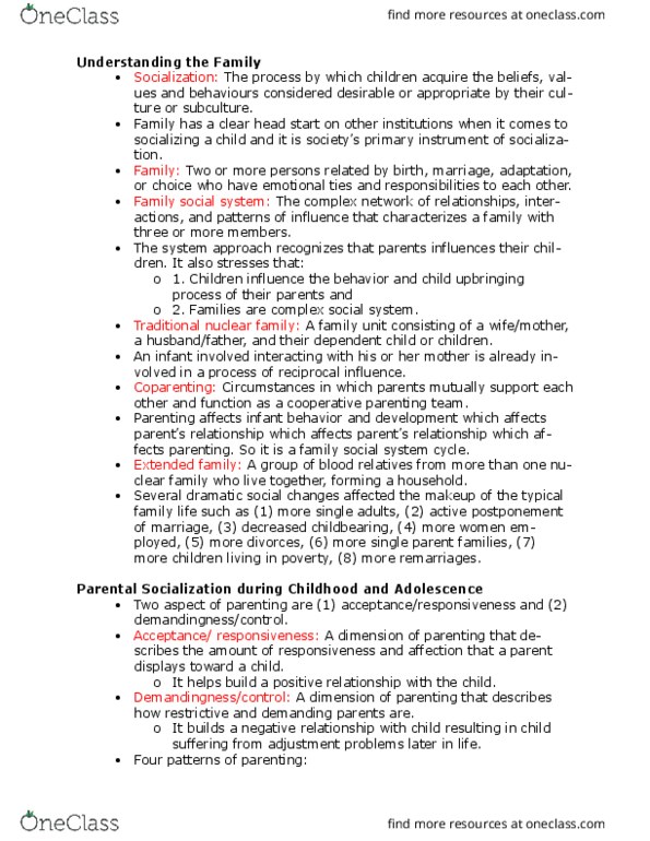 PS275 Chapter Notes - Chapter 16: Nuclear Family, Coparenting, Stress Management thumbnail