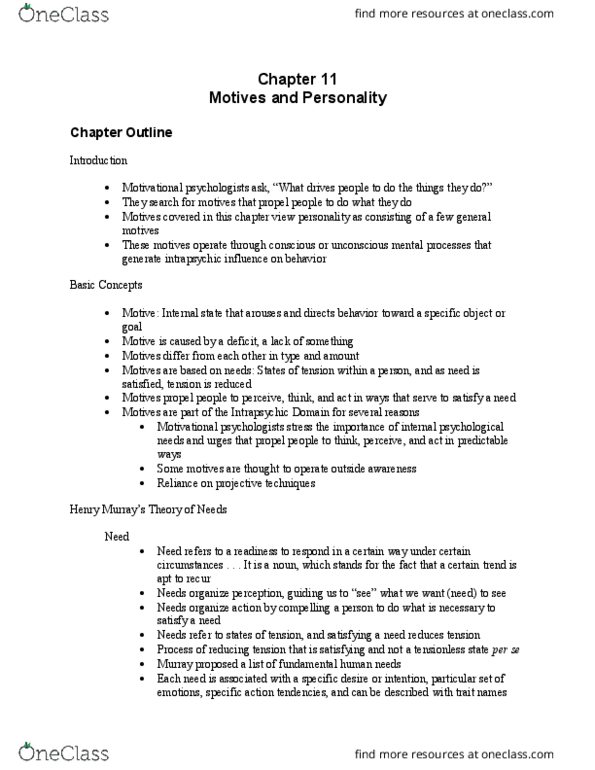 01:830:338 Lecture Notes - Lecture 11: Projective Test, Human Nature thumbnail