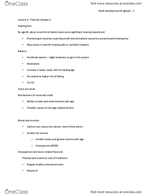 01:830:338 Lecture Notes - Lecture 6: Sensorineural Hearing Loss, Cochlear Implant, Hearing Loss thumbnail