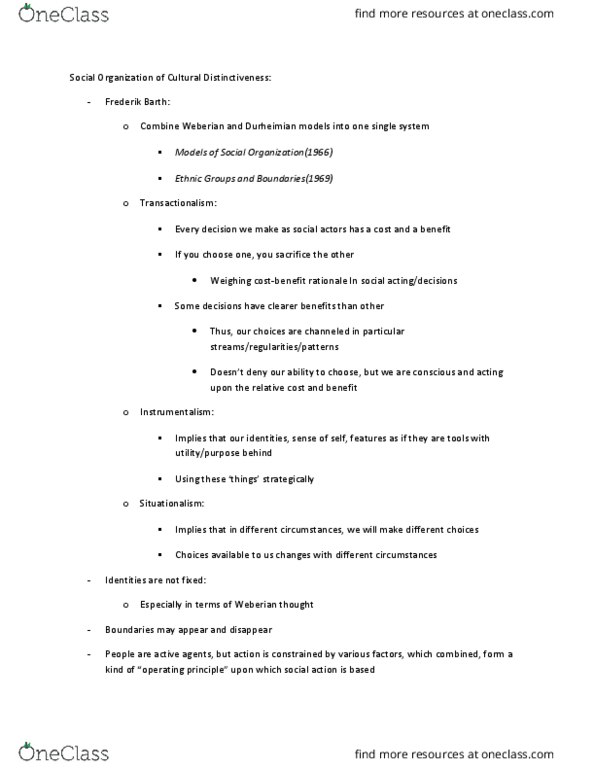 SOCI 201 Lecture Notes - Lecture 8: Transactionalism, Instrumentalism, Swat District thumbnail