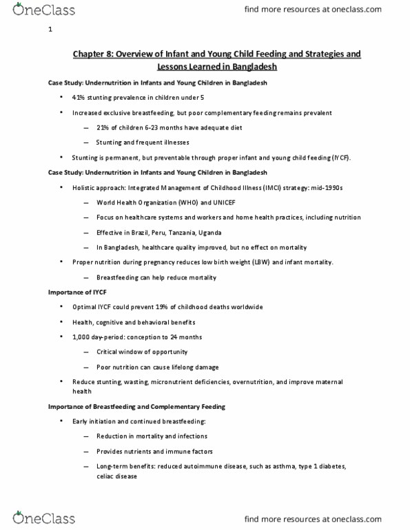 PUBHLTH 120 Lecture Notes - Lecture 4: World Health Organization, Micronutrient Deficiency, Infant Mortality thumbnail