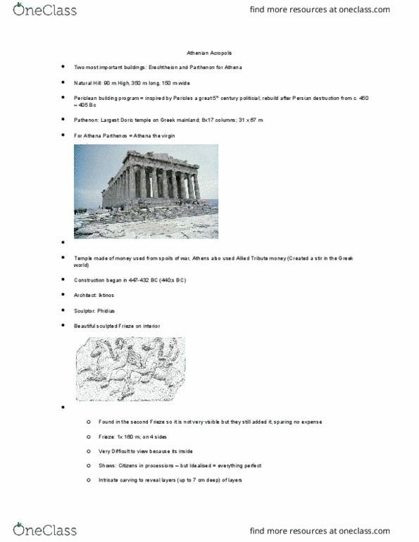 CLAS 2P34 Lecture Notes - Lecture 11: Greco-Persian Wars, Elgin Marbles, Chryselephantine Sculpture thumbnail