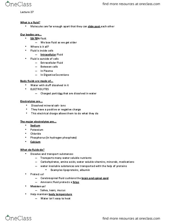 NUTR 1010 Lecture Notes - Lecture 27: Vasodilation, Feces, Halite thumbnail