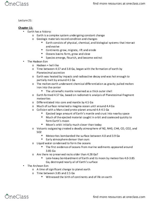 EPSC 201 Lecture Notes - Lecture 21: Cyanobacteria, Canon Eos 60D, Paleozoic thumbnail