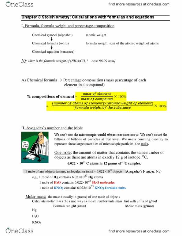 CHM 151 Lecture Notes - Lecture 3: Chlorate, Unita, Limiting Reagent thumbnail