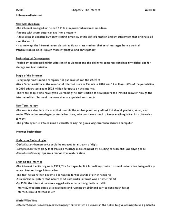 CS101 Chapter Notes - Chapter 7: Dynamic Routing, Content-Control Software, Wi-Fi thumbnail