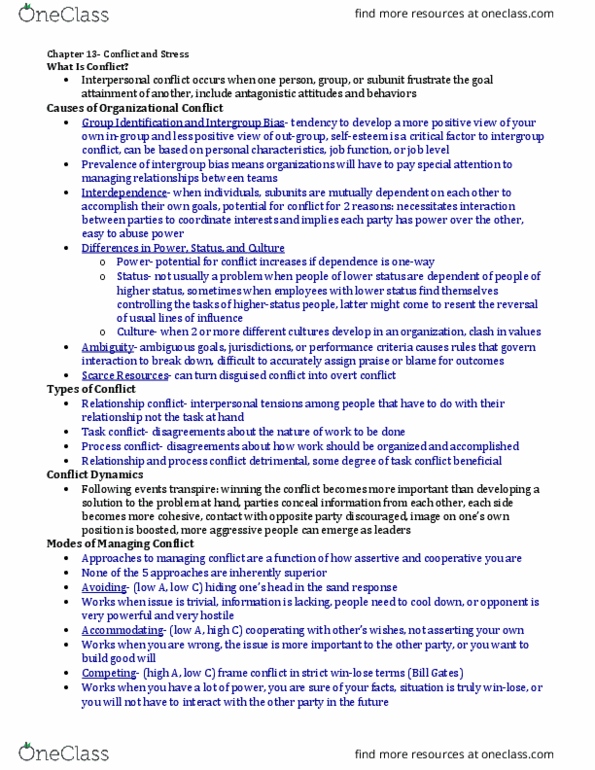 Management and Organizational Studies 2181A/B Chapter Notes - Chapter 13: Circulatory System, Workplace Bullying, Job Sharing thumbnail