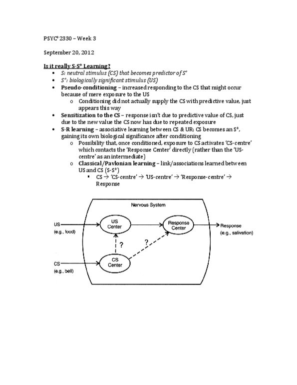 PSYC 2330 Lecture Notes - Lecture 5: Contiguity, Ice Cream Van, Conditioned Place Preference thumbnail