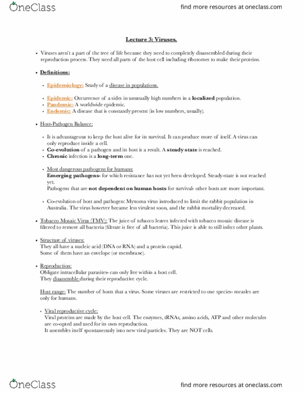 BIOL-UA 12 Lecture Notes - Lecture 3: Plasmid, Provirus, Reverse Transcriptase thumbnail