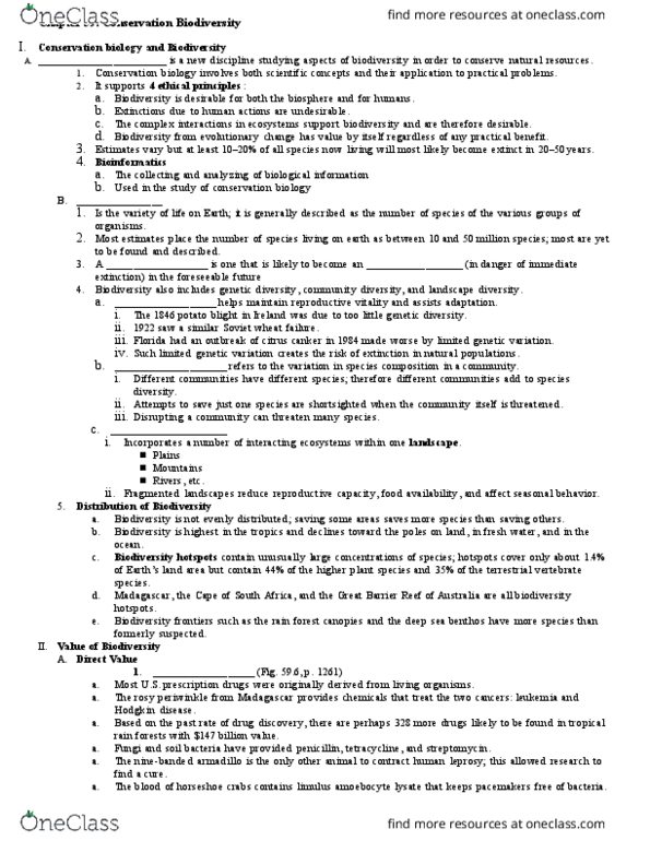 BIOL 1120 Lecture Notes - Lecture 25: Keystone Species, Habitat Destruction, Hectare thumbnail