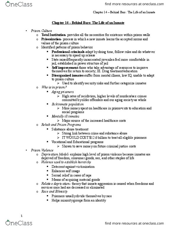CJA 1100 Lecture Notes - Lecture 9: Parole Parole, First Amendment To The United States Constitution, Involuntary Servitude thumbnail