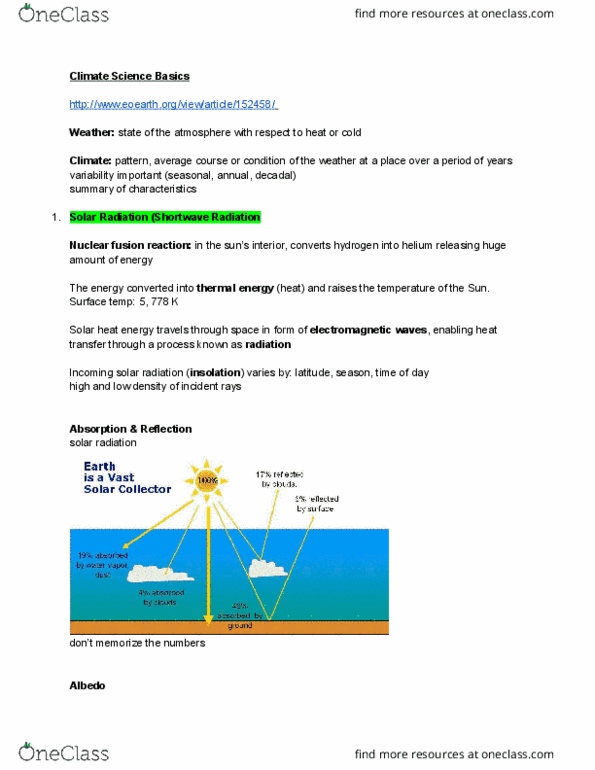 GEOG 205 Lecture Notes - Lecture 4: Waste Heat, Outgoing Longwave Radiation, Shortwave Radiation thumbnail