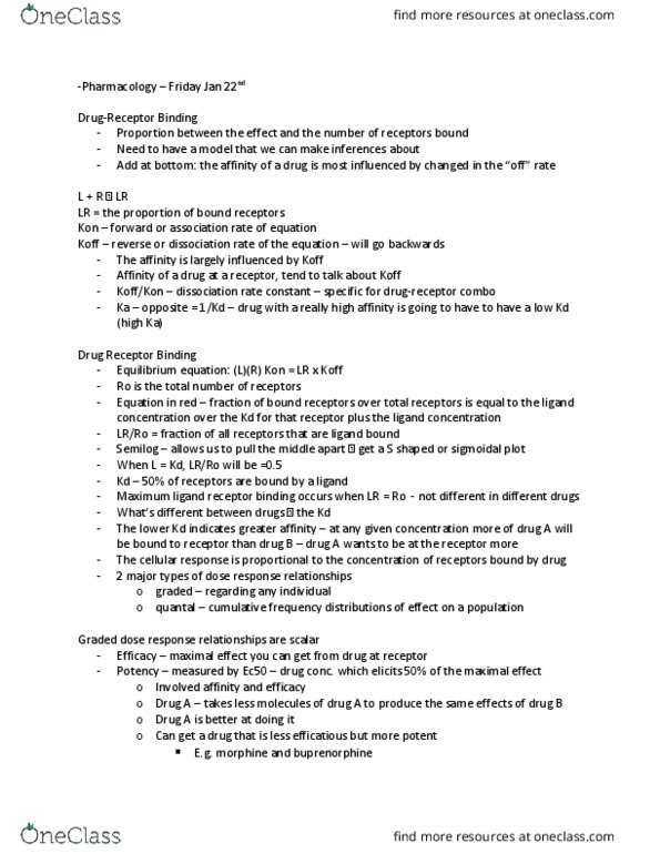 BIOM 3090 Lecture Notes - Lecture 15: Morphine, Heparin, Receptor Antagonist thumbnail