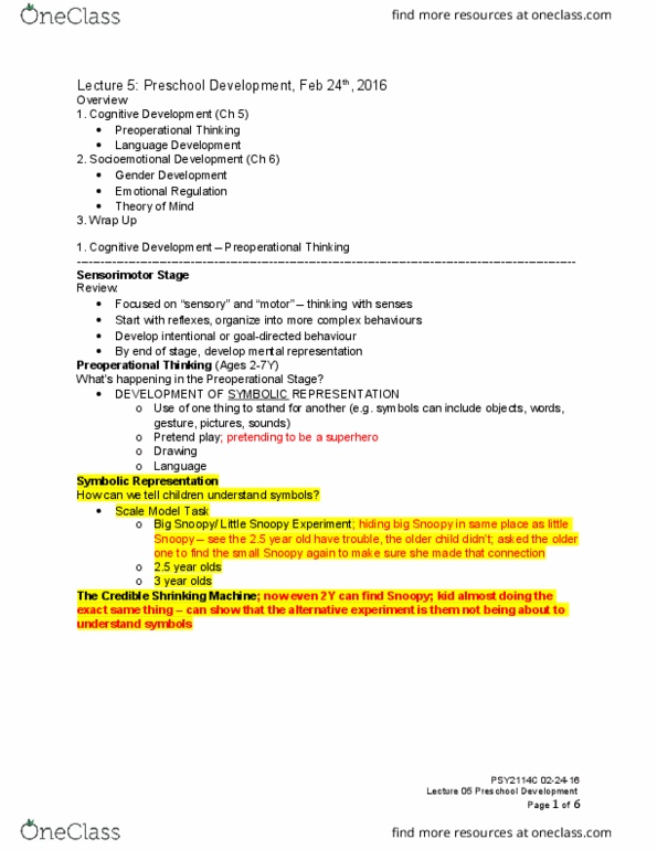 PSY 2114 Lecture Notes - Lecture 5: Egocentrism, David Reimer, Heart Rate thumbnail