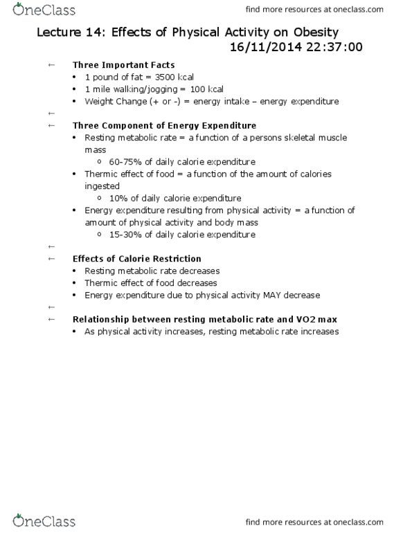 KNES 260 Lecture Notes - Lecture 14: Lean Body Mass, Weight Loss, Grater thumbnail