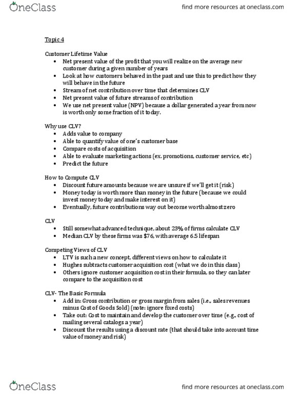 MKTG 3596 Lecture Notes - Lecture 4: Retention Rate, Chittaranjan Locomotive Works, Diminishing Returns thumbnail