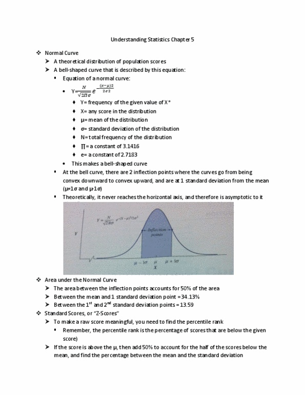 PSY201H1 Chapter Notes - Chapter 5: Percentile Rank, Standard Deviation, Standard Score thumbnail