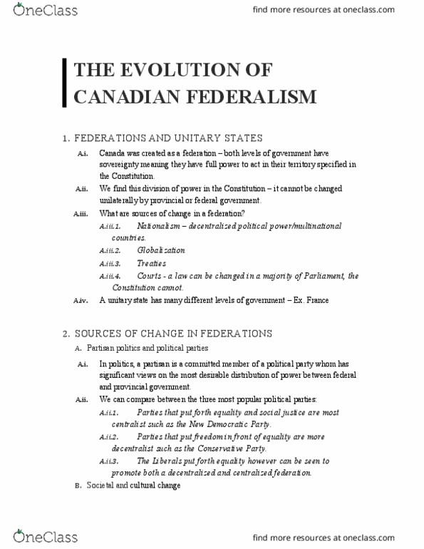 POL 2101 Lecture Notes - Lecture 13: Provincial Rights Party, France 2, Canadian Federalism thumbnail