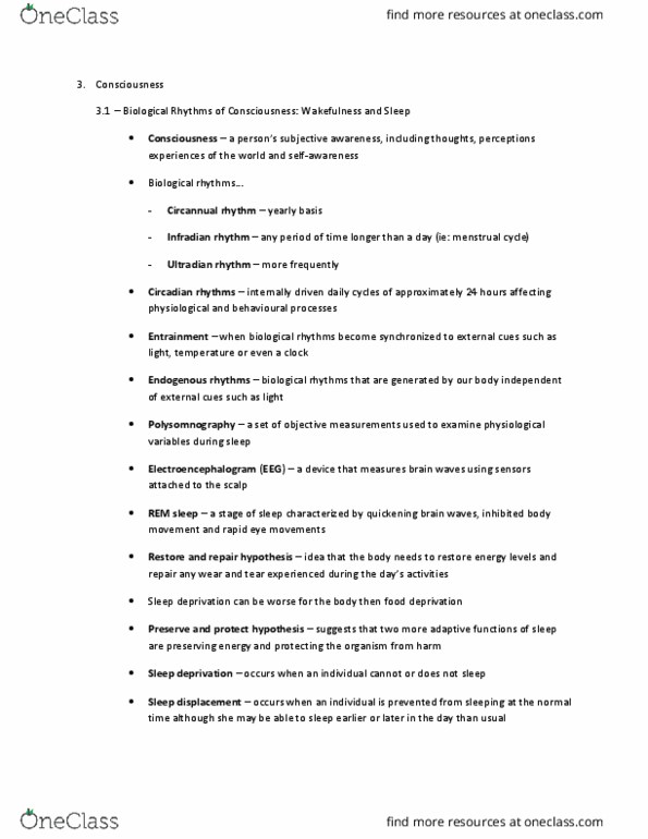 PSYC 100 Chapter Notes - Chapter 5: Reuptake, Modafinil, Methylphenidate thumbnail