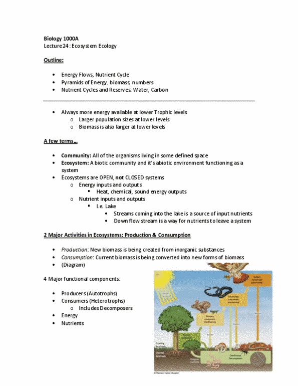 Biology 1001A Lecture Notes - Biocoenosis, Sound Energy, Chemical Energy thumbnail