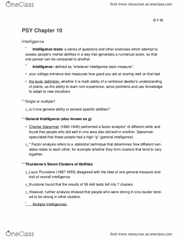 PSY 1102 Lecture Notes - Lecture 10: Socalled, Normal Distribution, Wechsler Adult Intelligence Scale thumbnail