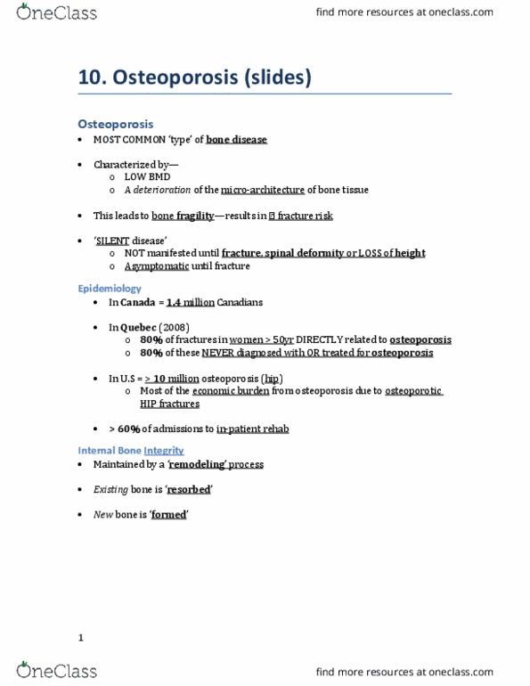 Rehabilitation Sciences 3060A/B Lecture 11: Osteoporosis thumbnail