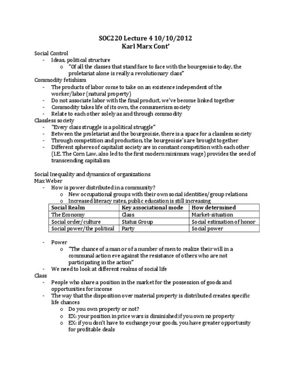 SOC101Y1 Lecture Notes - Meritocracy, Ideal Type, Oligarchy thumbnail