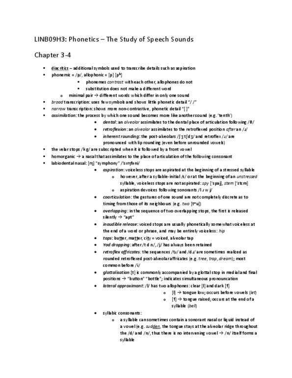 LINB09H3 Chapter Notes - Chapter 3: Cardinal Vowels, Speech Organ, Dental And Alveolar Flaps thumbnail