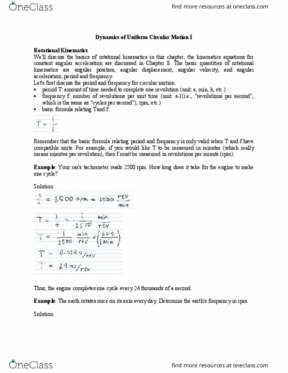 PHYS 1P21 Lecture Notes - Lecture 18: Circular Motion, Angular Acceleration, Angular Velocity thumbnail